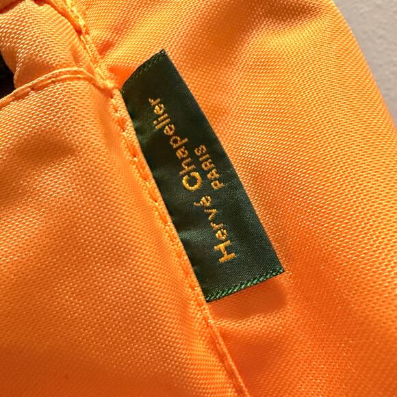 Hervé Chapelier Paris Orange Nylon Backpack Brown Straps Leather Corners Small - Picture 5 of 6